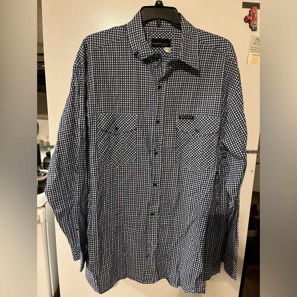 4xL Men’s Button Down Rocawear‎ Blue Check Shirt